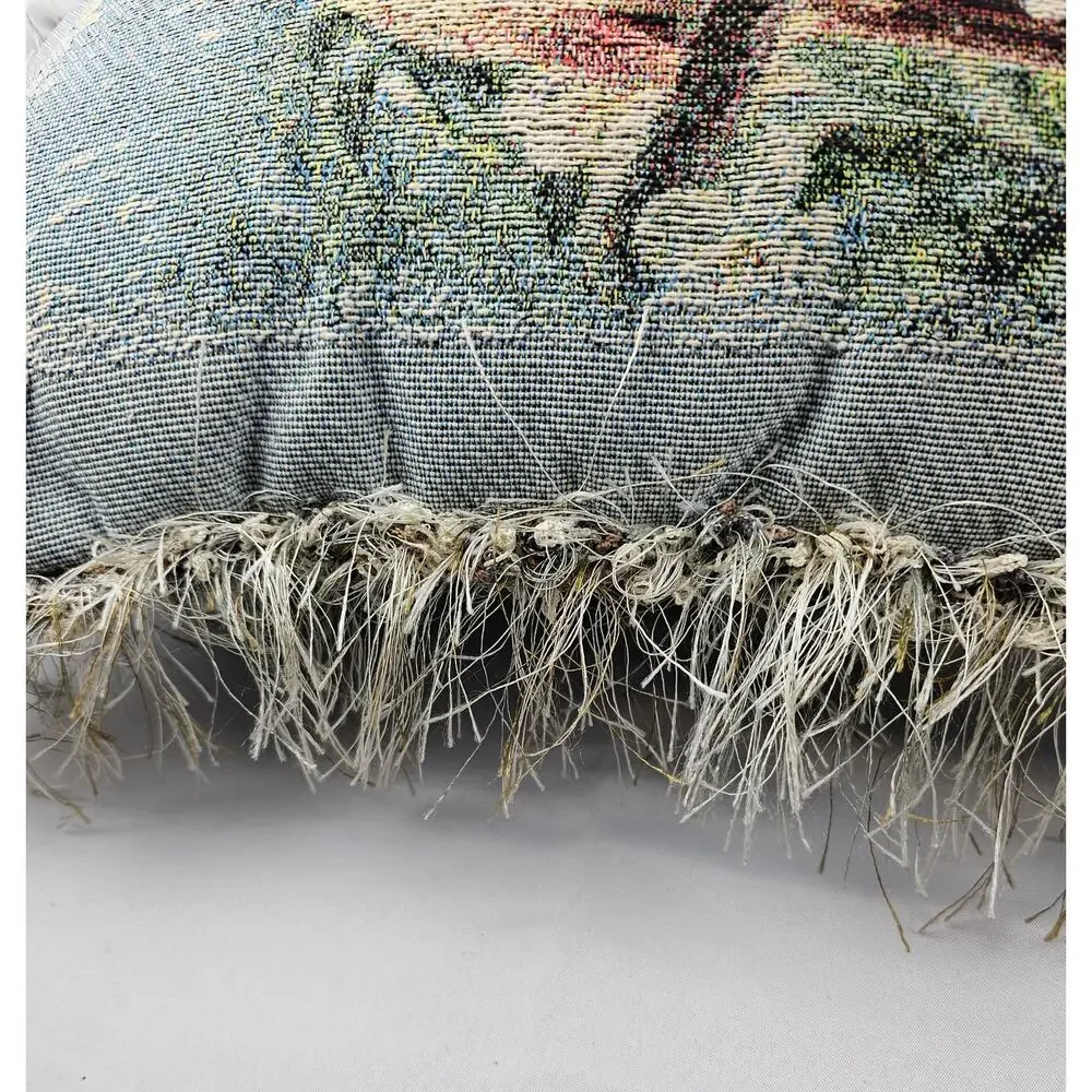 Gorgeous Tapestry Throw Pillow Features Winter Scene w/ 2‎ Cardinals on a branch